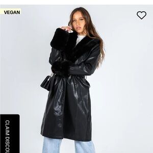 Lioness Brooklyn faux leather fur coat size S